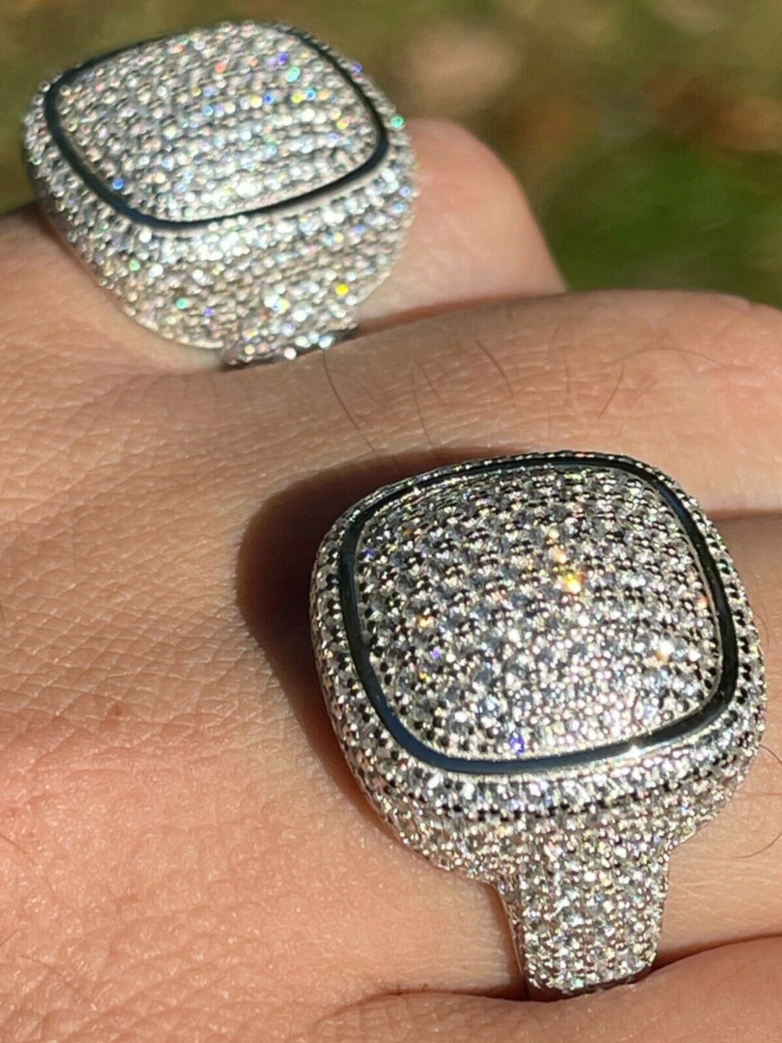 Real Solid 925 Sterling Silver Men's Diamond Pinky Ring Hip Hop Iced Jewelry 3 Real Solid 925 Sterling Silver Men's Diamond Pinky Ring Hip Hop Iced Jewelry