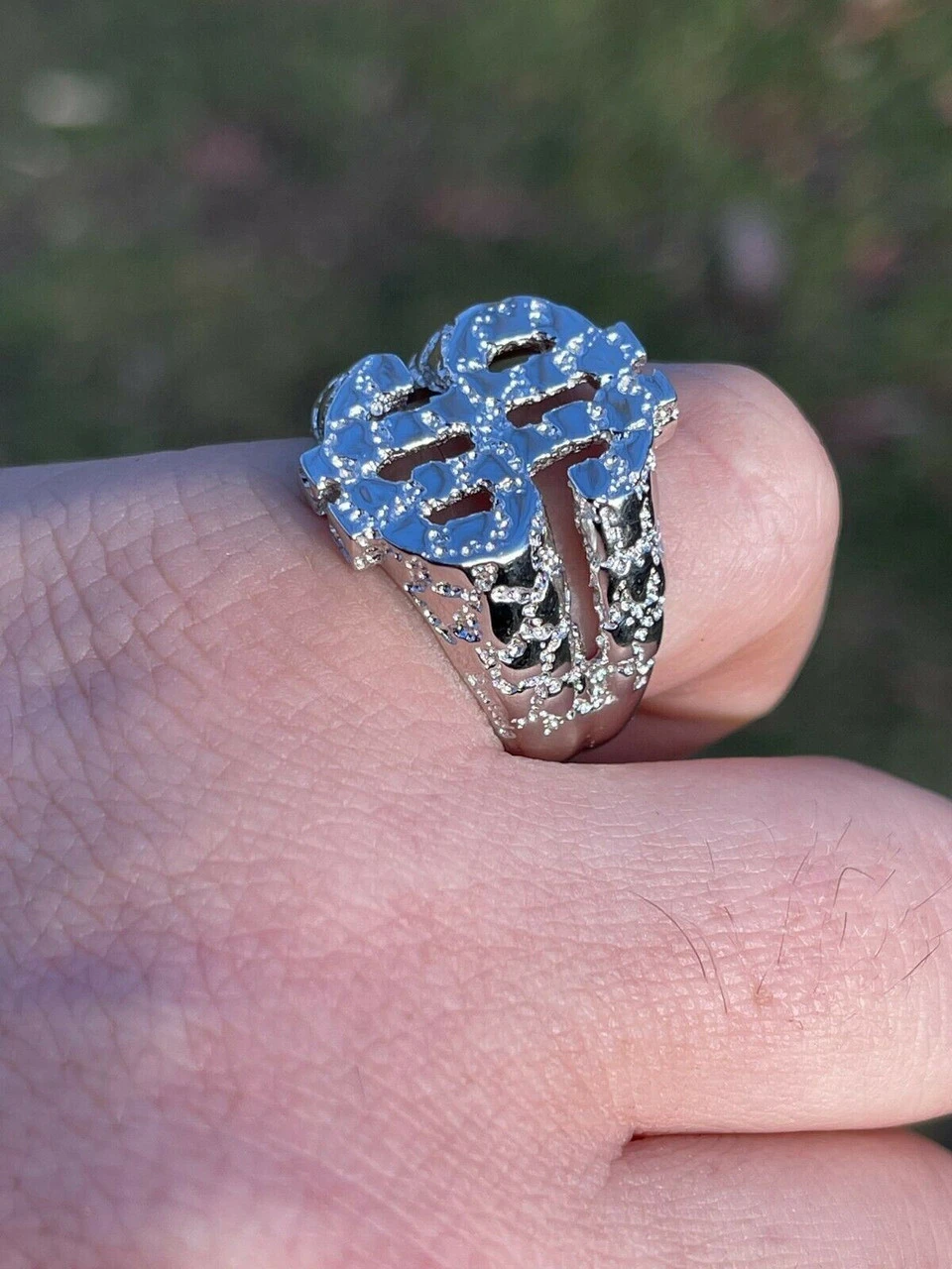 Real Solid 925 Sterling Silver Mens Hip Hop Nugget Dollar Sign $ Pimped Out Ring 12 Real Solid 925 Sterling Silver Mens Hip Hop Nugget Dollar Sign $ Pimped Out Ring - Image 10