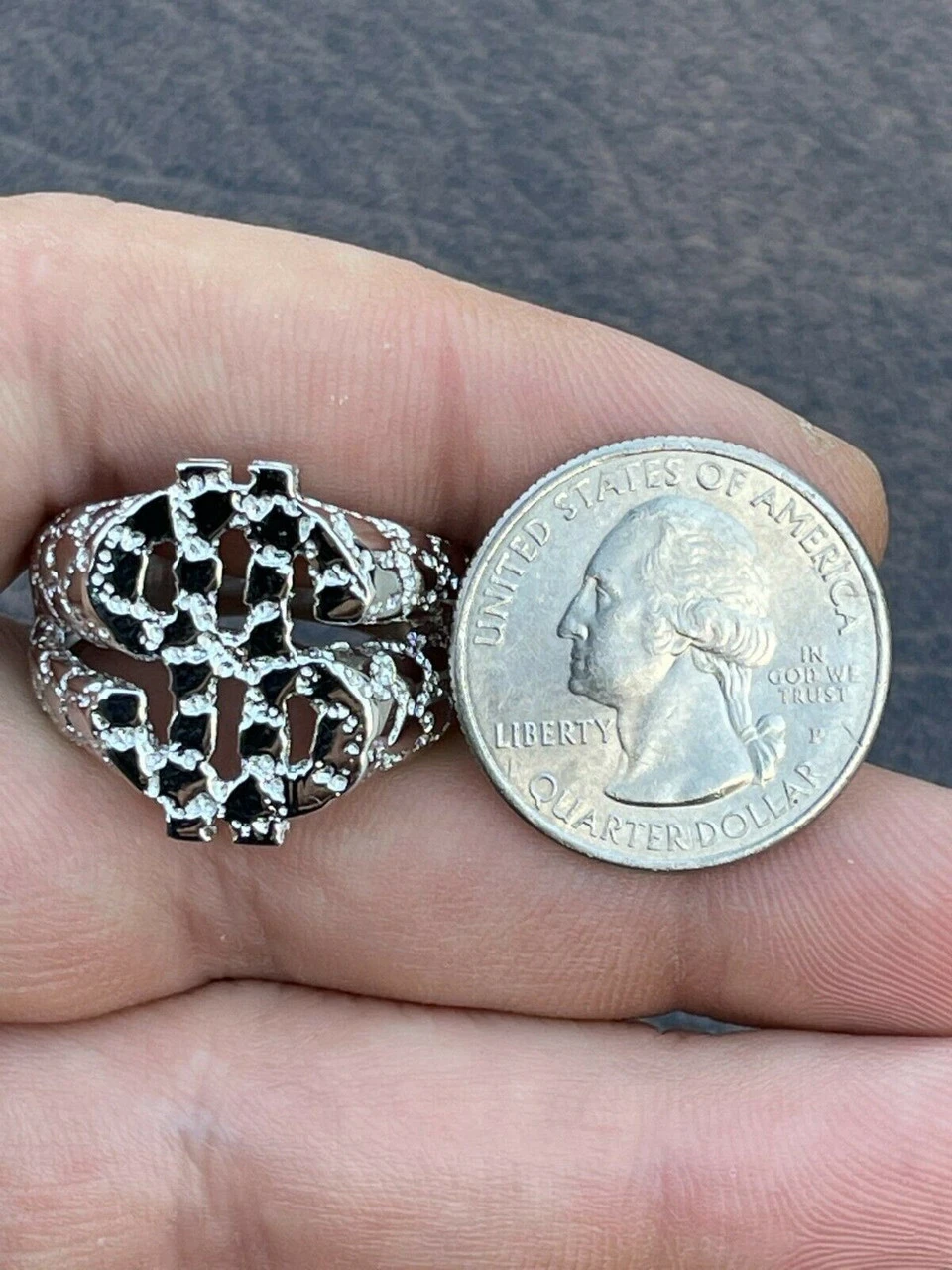 Real Solid 925 Sterling Silver Mens Hip Hop Nugget Dollar Sign $ Pimped Out Ring 13 Real Solid 925 Sterling Silver Mens Hip Hop Nugget Dollar Sign $ Pimped Out Ring - Image 11