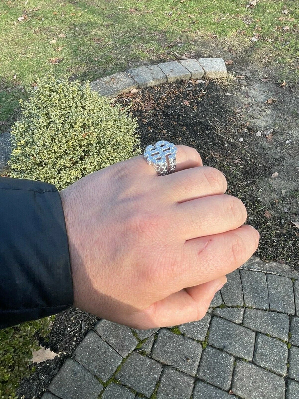 Real Solid 925 Sterling Silver Mens Hip Hop Nugget Dollar Sign $ Pimped Out Ring 8 Real Solid 925 Sterling Silver Mens Hip Hop Nugget Dollar Sign $ Pimped Out Ring - Image 6