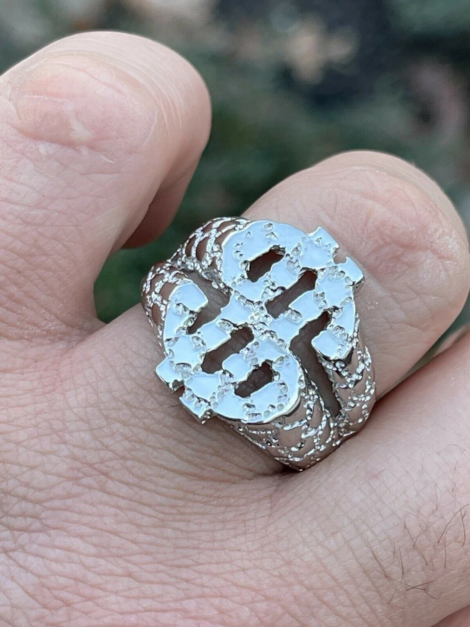 Real Solid 925 Sterling Silver Mens Hip Hop Nugget Dollar Sign $ Pimped Out Ring 7 Real Solid 925 Sterling Silver Mens Hip Hop Nugget Dollar Sign $ Pimped Out Ring - Image 5
