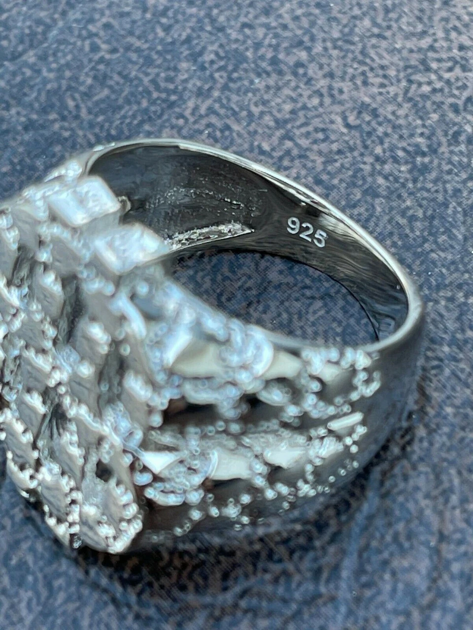 Real Solid 925 Sterling Silver Mens Hip Hop Nugget Dollar Sign $ Pimped Out Ring 14 Real Solid 925 Sterling Silver Mens Hip Hop Nugget Dollar Sign $ Pimped Out Ring - Image 12