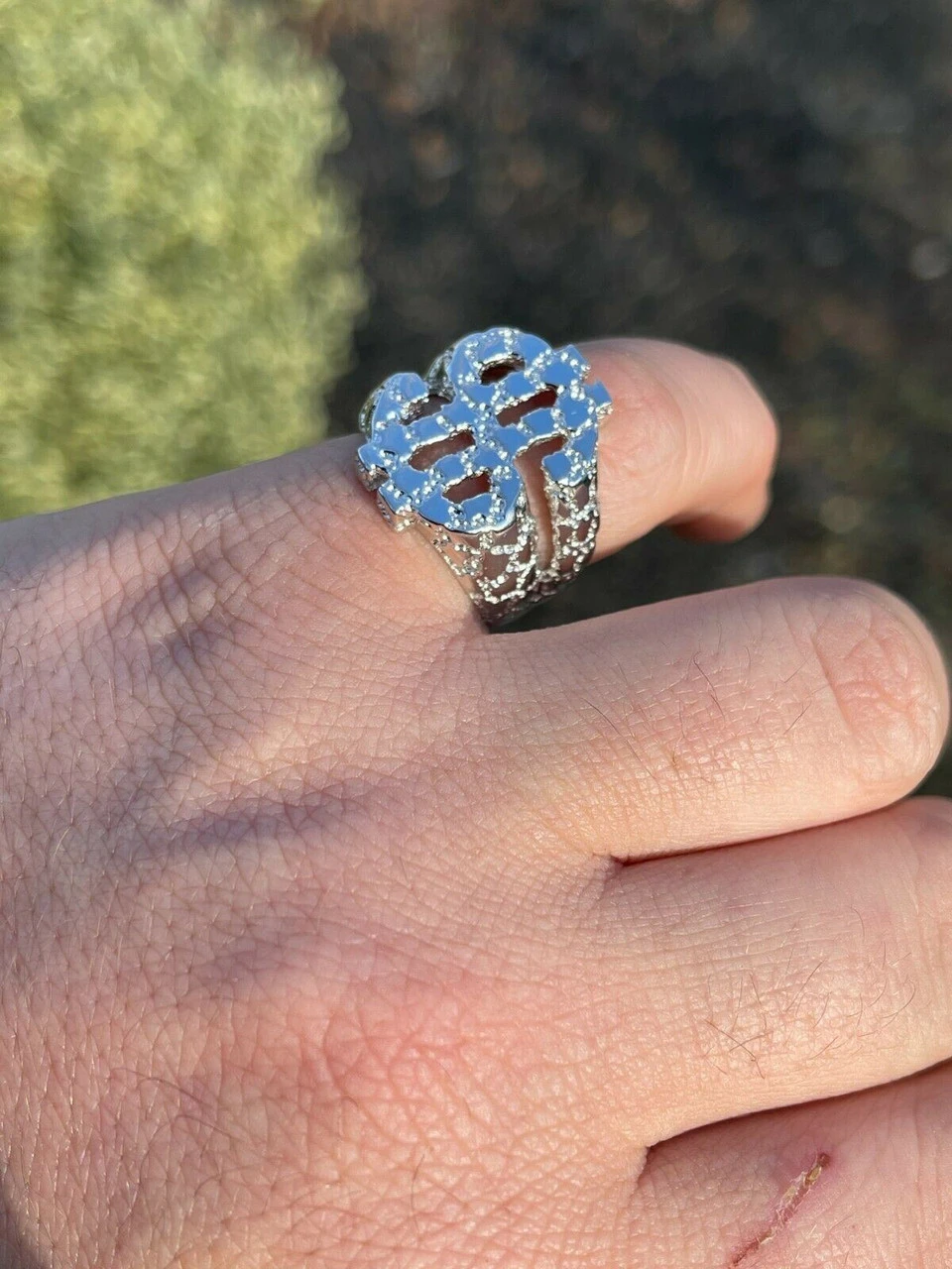 Real Solid 925 Sterling Silver Mens Hip Hop Nugget Dollar Sign $ Pimped Out Ring 11 Real Solid 925 Sterling Silver Mens Hip Hop Nugget Dollar Sign $ Pimped Out Ring - Image 9
