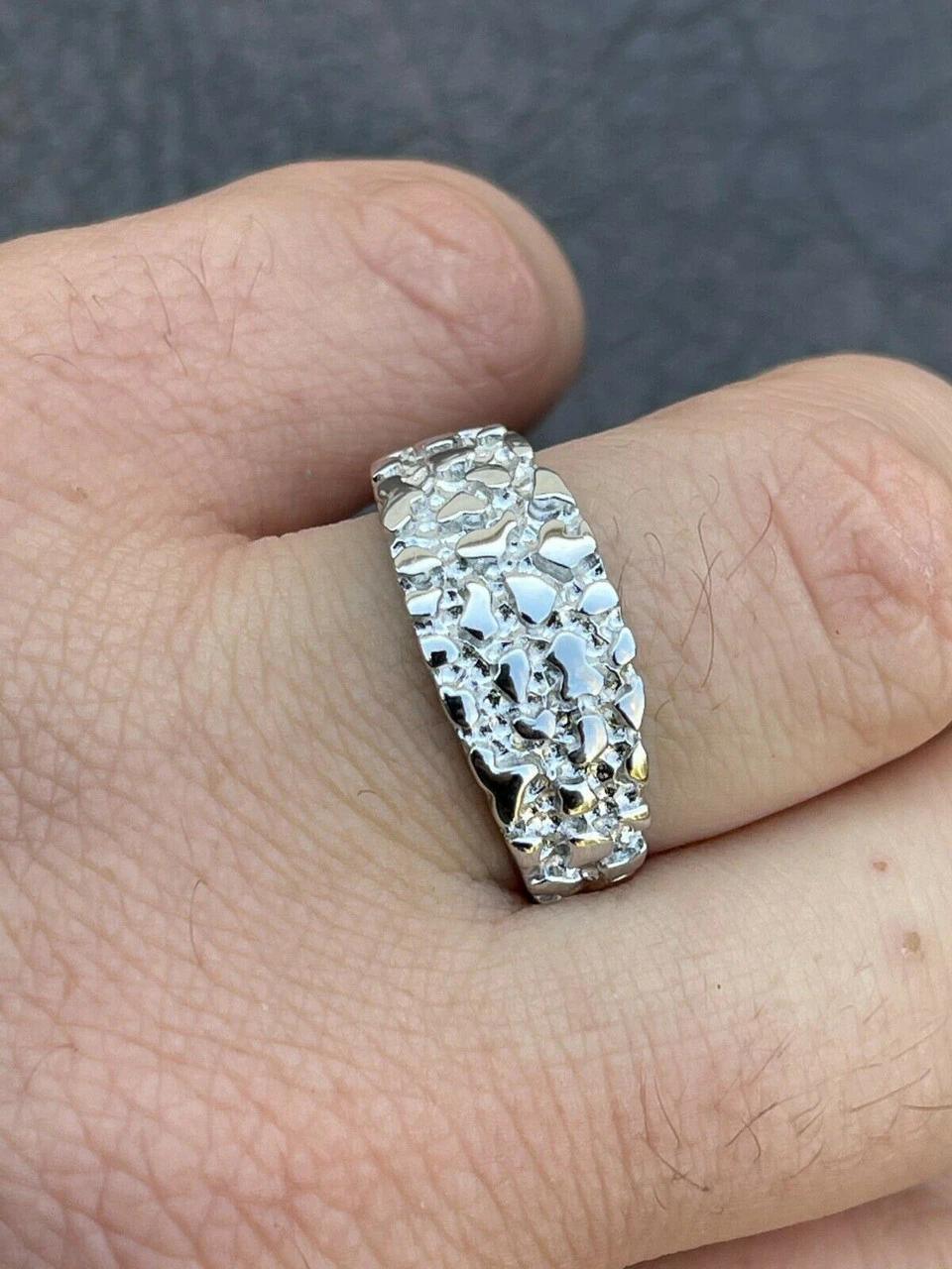 REAL Solid 925 Sterling Silver Nugget Band Plain Pinky Or Ring Finger Sizes 6-13 5 REAL Solid 925 Sterling Silver Nugget Band Plain Pinky Or Ring Finger Sizes 6-13 - Image 3
