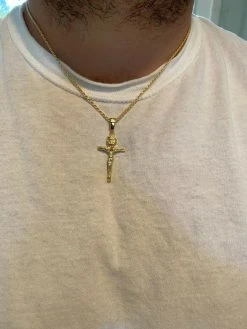 Real Solid 925 Sterling Silver Plain Gold Cross Jesus Crucifix Pendant Necklace 28 Real Solid 925 Sterling Silver Plain Gold Cross Jesus Crucifix Pendant Necklace -Harlem Bling Shop italiano silver inc real solid 925 sterling silver plain gold cross jesus crucifix pendant necklace 04528.1664392566