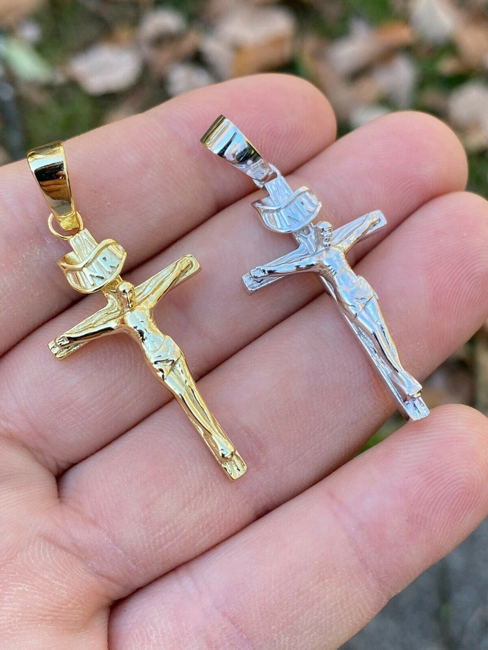 Real Solid 925 Sterling Silver Plain Gold Cross Jesus Crucifix Pendant Necklace 7 Real Solid 925 Sterling Silver Plain Gold Cross Jesus Crucifix Pendant Necklace - Image 5