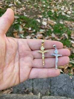 Real Solid 925 Sterling Silver Plain Gold Cross Jesus Crucifix Pendant Necklace 24 Real Solid 925 Sterling Silver Plain Gold Cross Jesus Crucifix Pendant Necklace -Harlem Bling Shop italiano silver inc real solid 925 sterling silver plain gold cross jesus crucifix pendant necklace 50806.1664400016