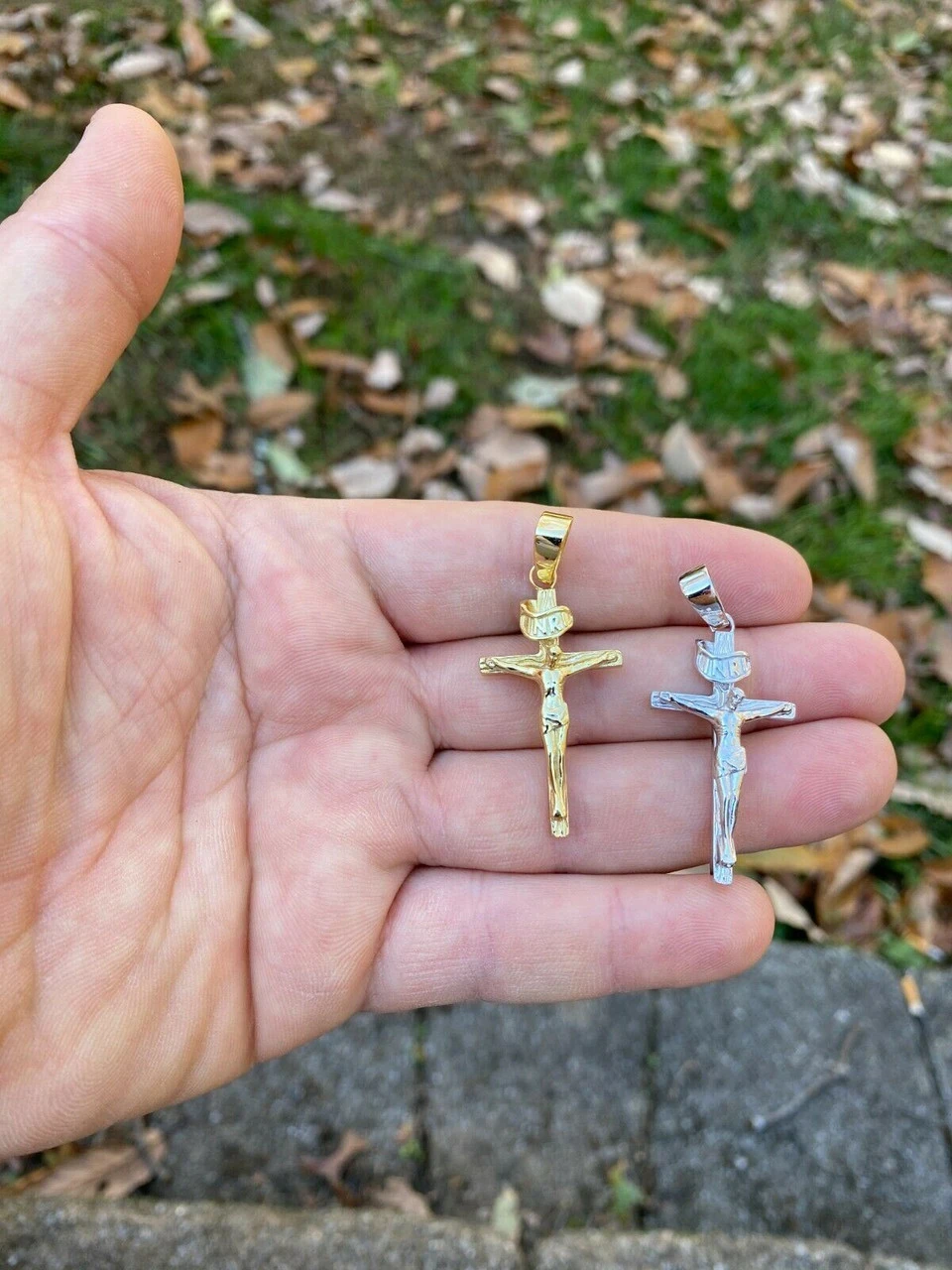 Real Solid 925 Sterling Silver Plain Gold Cross Jesus Crucifix Pendant Necklace 8 Real Solid 925 Sterling Silver Plain Gold Cross Jesus Crucifix Pendant Necklace - Image 6