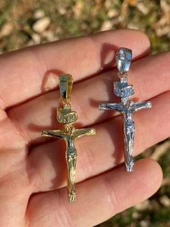 Real Solid 925 Sterling Silver Plain Gold Cross Jesus Crucifix Pendant Necklace 25 Real Solid 925 Sterling Silver Plain Gold Cross Jesus Crucifix Pendant Necklace -Harlem Bling Shop italiano silver inc real solid 925 sterling silver plain gold cross jesus crucifix pendant necklace 53534.1664399273