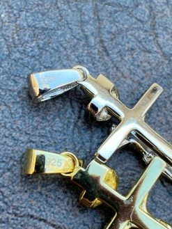 Real Solid 925 Sterling Silver Plain Gold Cross Jesus Crucifix Pendant Necklace 35 Real Solid 925 Sterling Silver Plain Gold Cross Jesus Crucifix Pendant Necklace -Harlem Bling Shop italiano silver inc real solid 925 sterling silver plain gold cross jesus crucifix pendant necklace 78054.1664387164