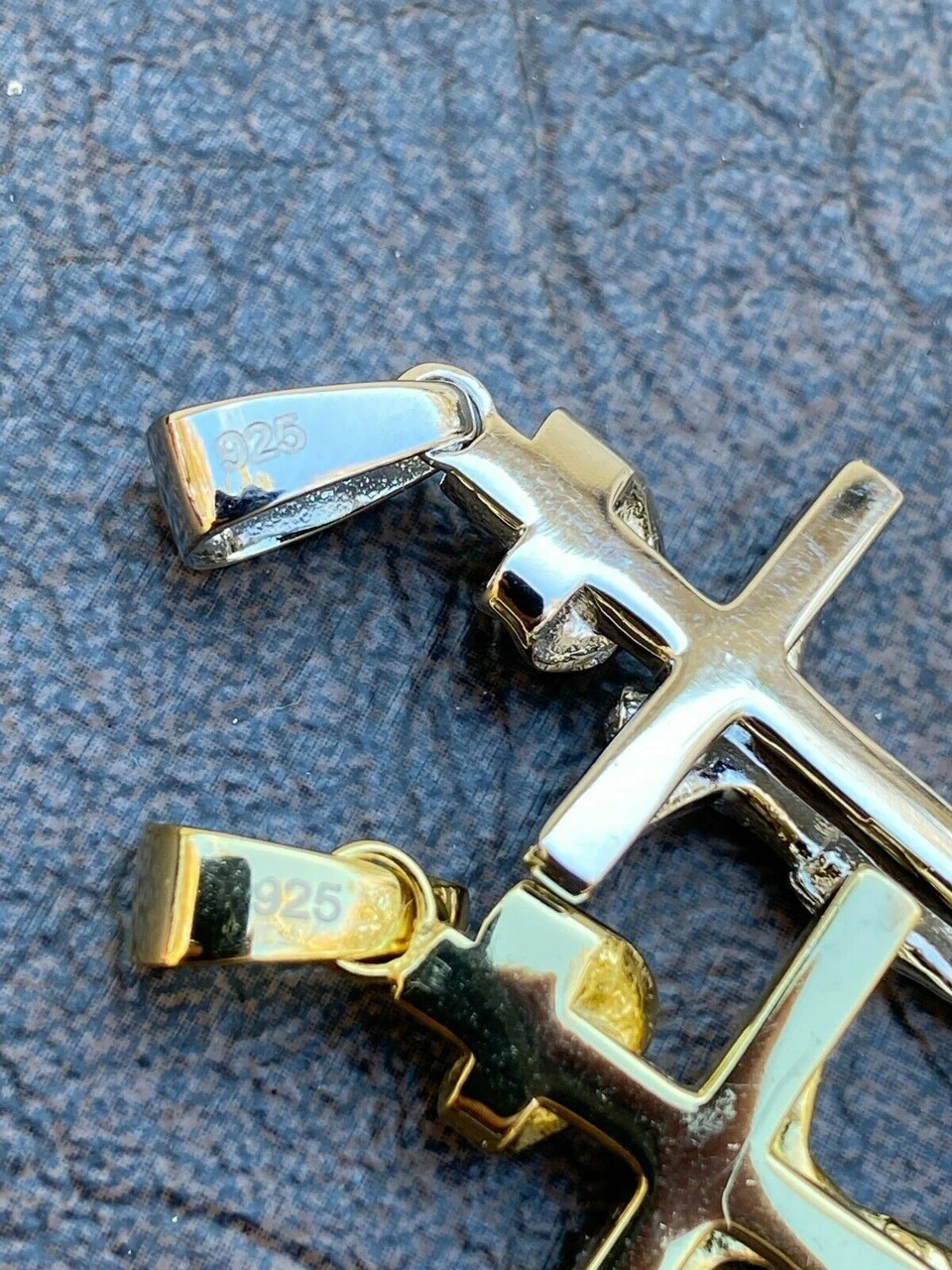 Real Solid 925 Sterling Silver Plain Gold Cross Jesus Crucifix Pendant Necklace 19 Real Solid 925 Sterling Silver Plain Gold Cross Jesus Crucifix Pendant Necklace - Image 17