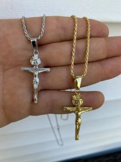 Real Solid 925 Sterling Silver Plain Gold Cross Jesus Crucifix Pendant Necklace 27 Real Solid 925 Sterling Silver Plain Gold Cross Jesus Crucifix Pendant Necklace -Harlem Bling Shop italiano silver inc real solid 925 sterling silver plain gold cross jesus crucifix pendant necklace 92222.1664382452