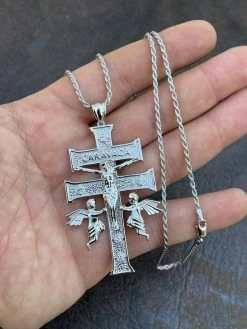Real Solid Sterling 925 Silver Caravaca Cross Double Crucifix Mens LARGE 2.5" 25 Real Solid Sterling 925 Silver Caravaca Cross Double Crucifix Mens LARGE 2.5" -Harlem Bling Shop italiano silver inc real solid sterling 925 silver caravaca cross double crucifix mens large 2.5 01821.1664371256