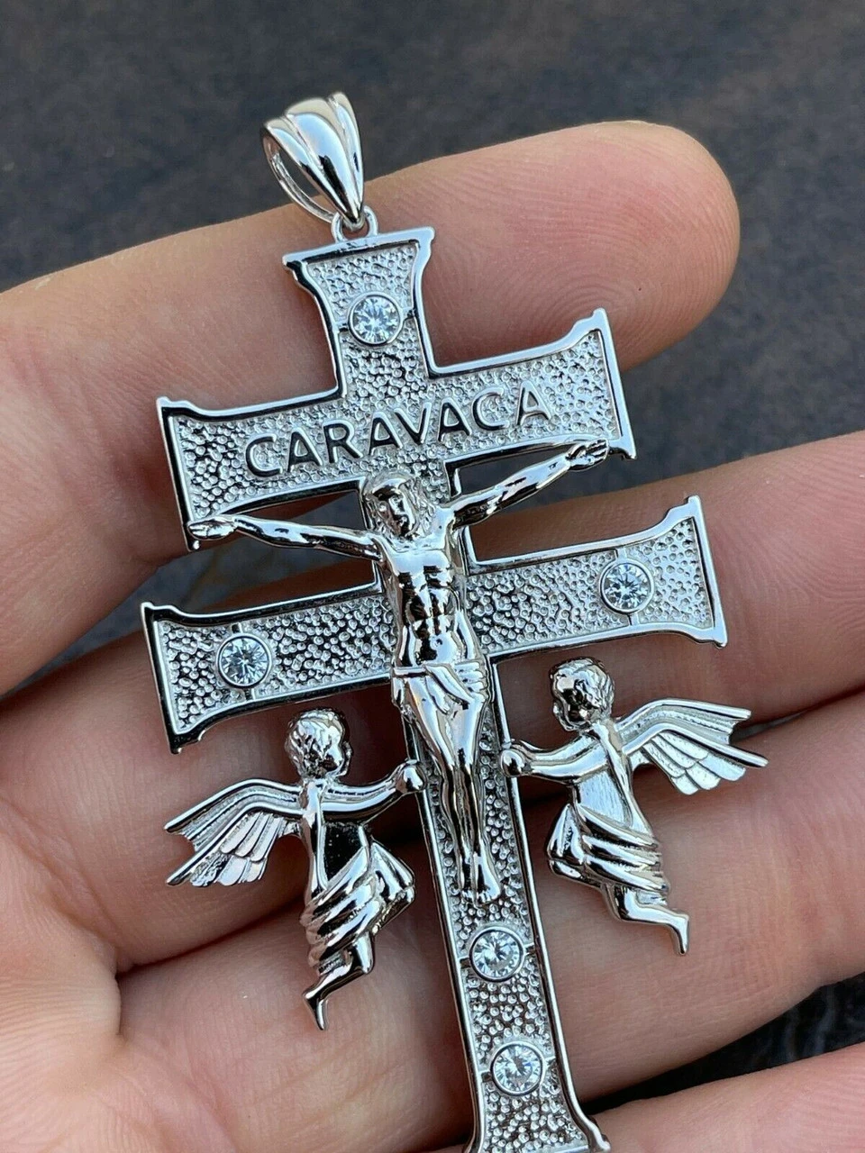 Real Solid Sterling 925 Silver Caravaca Cross Double Crucifix Mens LARGE 2.5" 9 Real Solid Sterling 925 Silver Caravaca Cross Double Crucifix Mens LARGE 2.5" - Image 7
