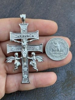 Real Solid Sterling 925 Silver Caravaca Cross Double Crucifix Mens LARGE 2.5" 23 Real Solid Sterling 925 Silver Caravaca Cross Double Crucifix Mens LARGE 2.5" -Harlem Bling Shop italiano silver inc real solid sterling 925 silver caravaca cross double crucifix mens large 2.5 95997.1664374381