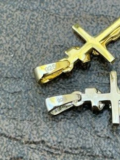 Small 0.75" 925 Sterling Silver Plain Gold Cross Jesus Crucifix Pendant Necklace 29 Small 0.75" 925 Sterling Silver Plain Gold Cross Jesus Crucifix Pendant Necklace -Harlem Bling Shop italiano silver inc small 0.75 925 sterling silver plain gold cross jesus crucifix pendant necklace 79655.1664391962