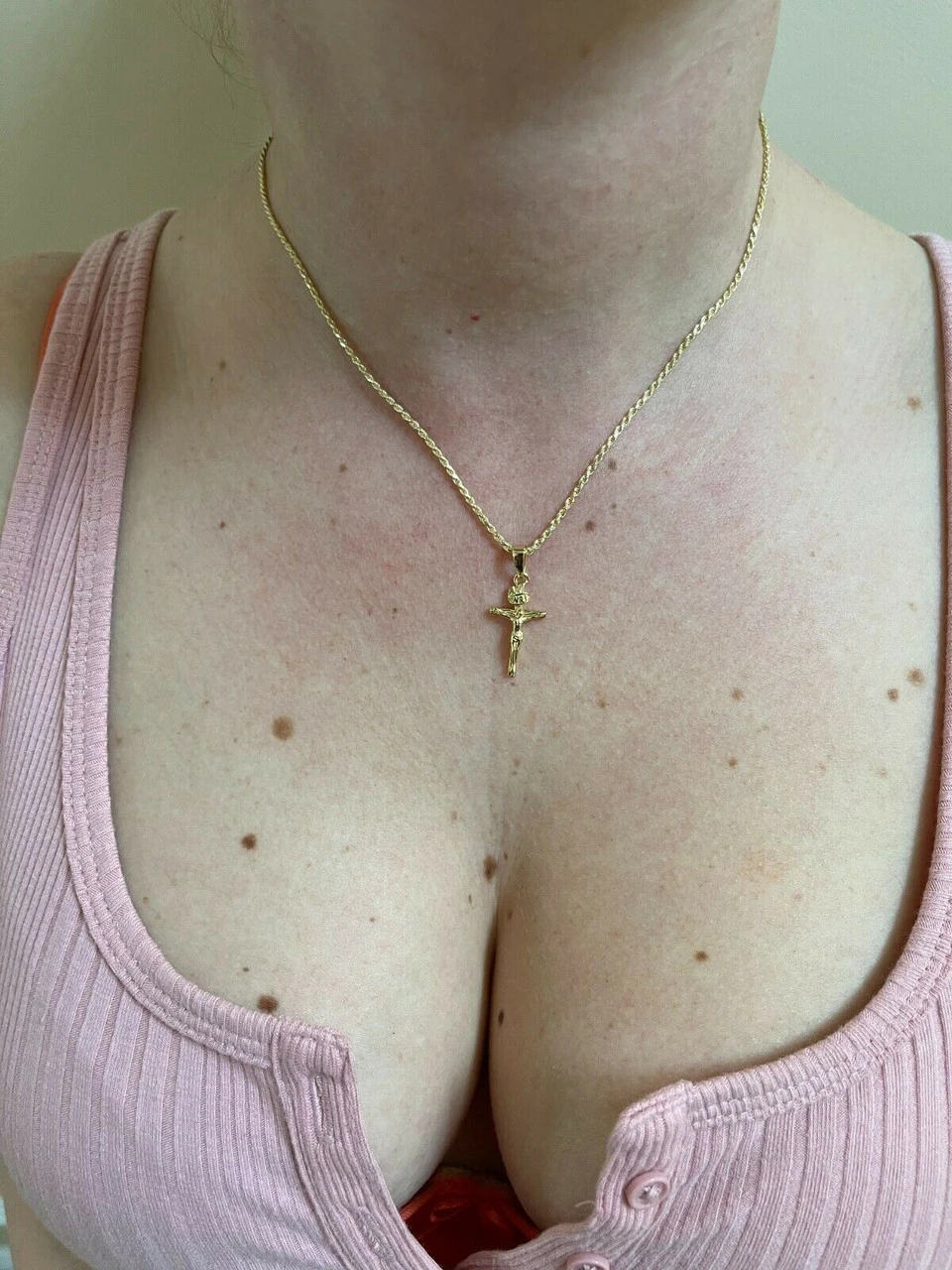Small 0.75" 925 Sterling Silver Plain Gold Cross Jesus Crucifix Pendant Necklace 9 Small 0.75" 925 Sterling Silver Plain Gold Cross Jesus Crucifix Pendant Necklace - Image 7