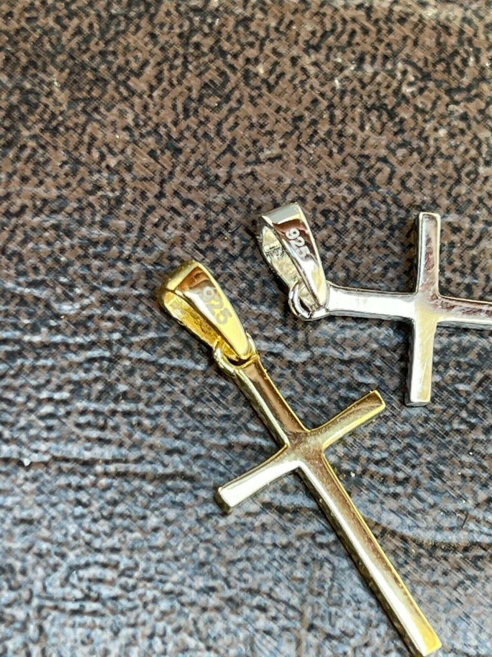 Small 0.75" Plain Cross Pendant Solid 925 Sterling Silver / 14k Gold Necklace 8 Small 0.75" Plain Cross Pendant Solid 925 Sterling Silver / 14k Gold Necklace - Image 6