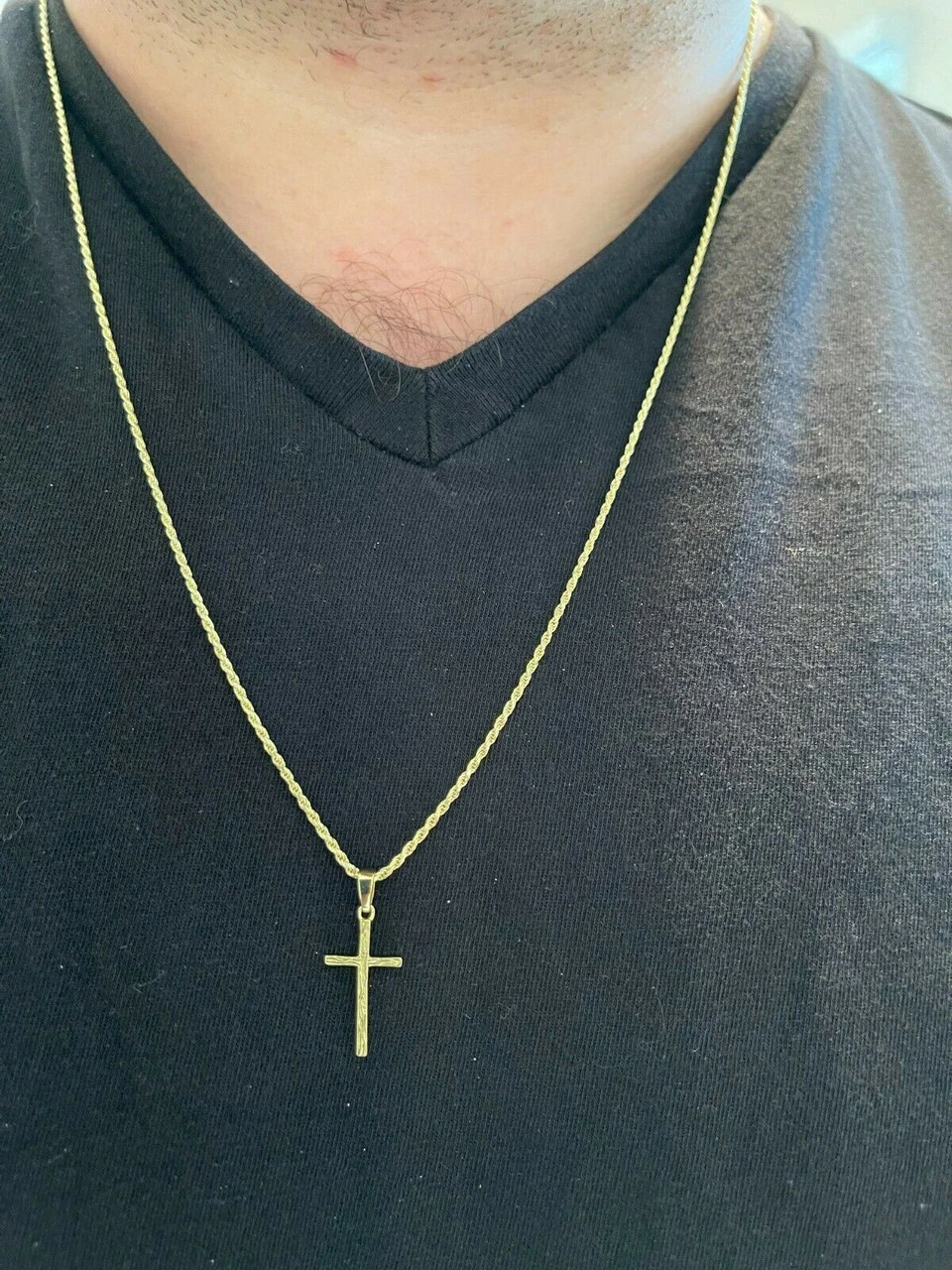 Small 0.75" Plain Cross Pendant Solid 925 Sterling Silver / 14k Gold Necklace 13 Small 0.75" Plain Cross Pendant Solid 925 Sterling Silver / 14k Gold Necklace - Image 11