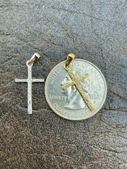 Small 0.75" Plain Cross Pendant Solid 925 Sterling Silver / 14k Gold Necklace 15 Small 0.75" Plain Cross Pendant Solid 925 Sterling Silver / 14k Gold Necklace -Harlem Bling Shop italiano silver inc small 0.75 plain cross pendant solid 925 sterling silver 14k gold necklace 79386.1664389403