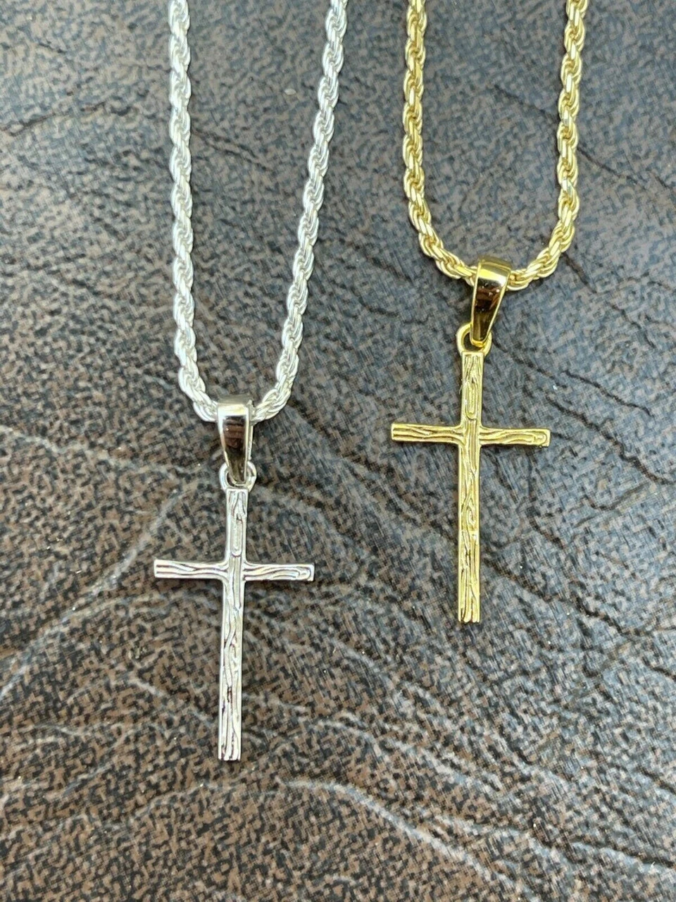 Small 0.75" Plain Cross Pendant Solid 925 Sterling Silver / 14k Gold Necklace 9 Small 0.75" Plain Cross Pendant Solid 925 Sterling Silver / 14k Gold Necklace - Image 7