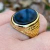 Solid 14k Gold Over Real 925 Sterling Silver Black Onyx Stone Mens LARGE Ring -Harlem Bling Shop italiano silver inc solid 14k gold over real 925 sterling silver black onyx stone mens large ring 99559.1664371898