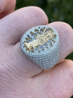Solid 925 Silver & 14k Gold Baguette Diamond Grim Reaper Santa Muerte Iced Ring 21 Solid 925 Silver & 14k Gold Baguette Diamond Grim Reaper Santa Muerte Iced Ring -Harlem Bling Shop italiano silver inc solid 925 silver and 14k gold baguette diamond grim reaper santa muerte iced ring 72845.1664376217