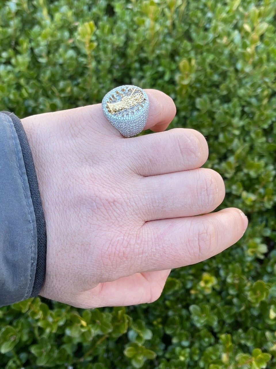 Solid 925 Silver & 14k Gold Baguette Diamond Grim Reaper Santa Muerte Iced Ring 14 Solid 925 Silver & 14k Gold Baguette Diamond Grim Reaper Santa Muerte Iced Ring - Image 12