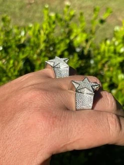 Solid 925 Silver Iced Hip Hop Out STAR Pinky RING MOISSANITE Pass Diamond Tester -Harlem Bling Shop italiano silver inc solid 925 silver iced hip hop out star pinky ring moissanite pass diamond tester 27295.1664393181