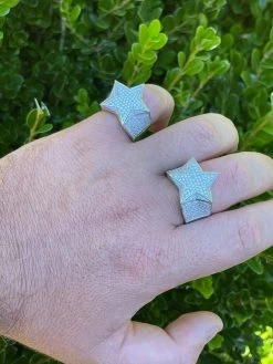 Solid 925 Silver Iced Hip Hop Out STAR Pinky RING MOISSANITE Pass Diamond Tester -Harlem Bling Shop italiano silver inc solid 925 silver iced hip hop out star pinky ring moissanite pass diamond tester 43017.1664371206