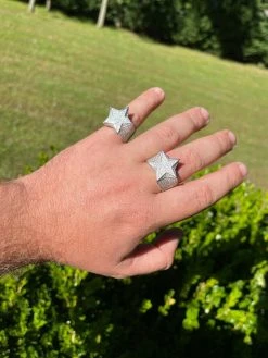 Solid 925 Silver Iced Hip Hop Out STAR Pinky RING MOISSANITE Pass Diamond Tester -Harlem Bling Shop italiano silver inc solid 925 silver iced hip hop out star pinky ring moissanite pass diamond tester 75354.1664397832