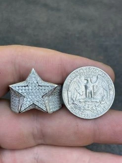 Solid 925 Silver Iced Hip Hop Out STAR Pinky RING MOISSANITE Pass Diamond Tester -Harlem Bling Shop italiano silver inc solid 925 silver iced hip hop out star pinky ring moissanite pass diamond tester 92471.1664373198
