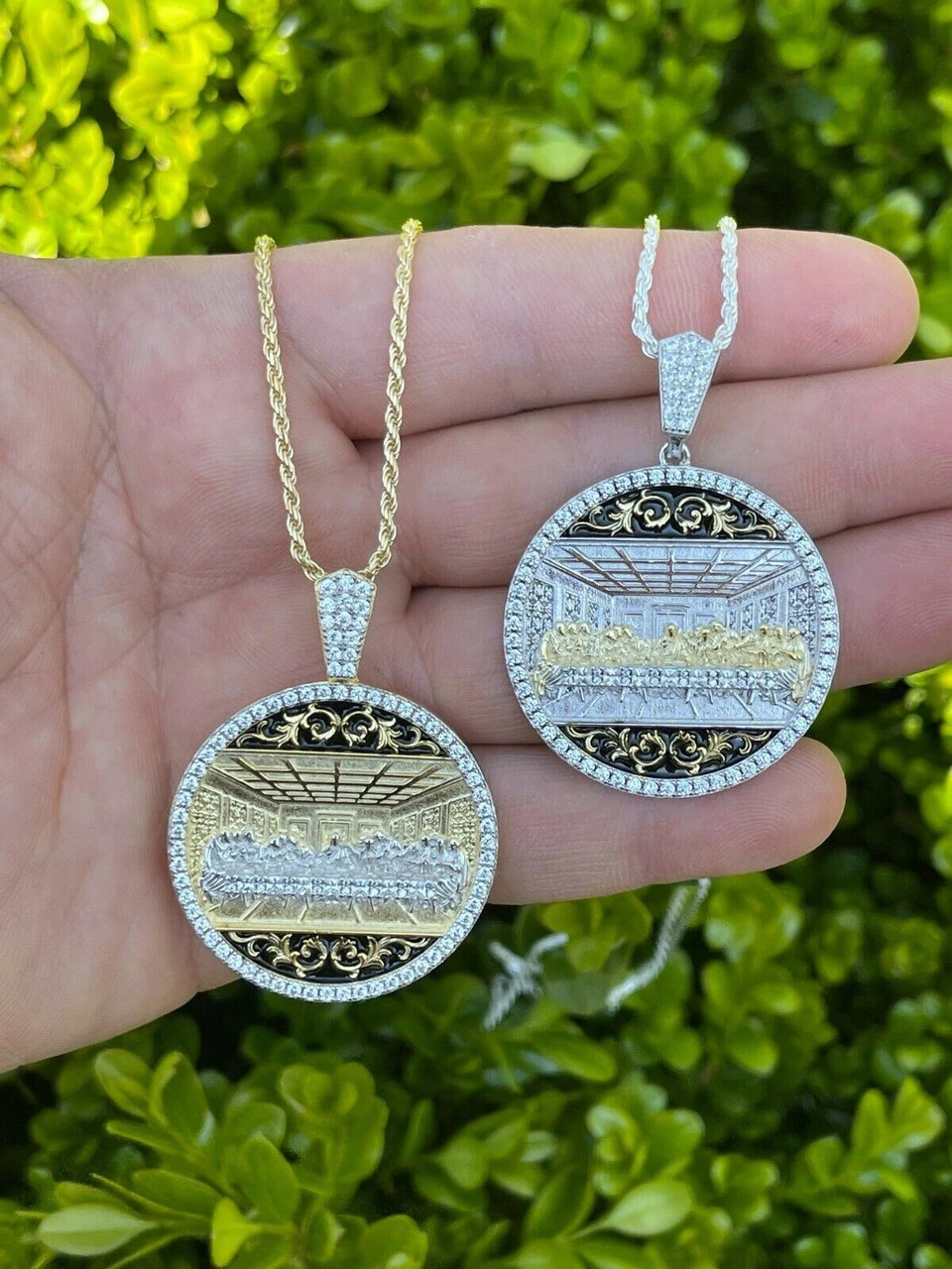 Solid 925 Silver Men's Jesus Last Supper Coin Medallion Pendant Italy Necklace 8 Solid 925 Silver Men's Jesus Last Supper Coin Medallion Pendant Italy Necklace - Image 6