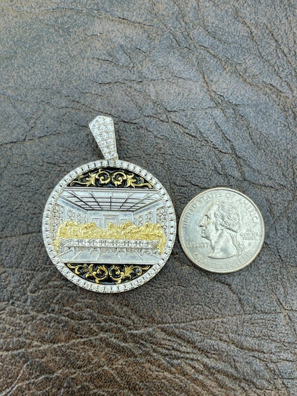 Solid 925 Silver Men's Jesus Last Supper Coin Medallion Pendant Italy Necklace 11 Solid 925 Silver Men's Jesus Last Supper Coin Medallion Pendant Italy Necklace - Image 9