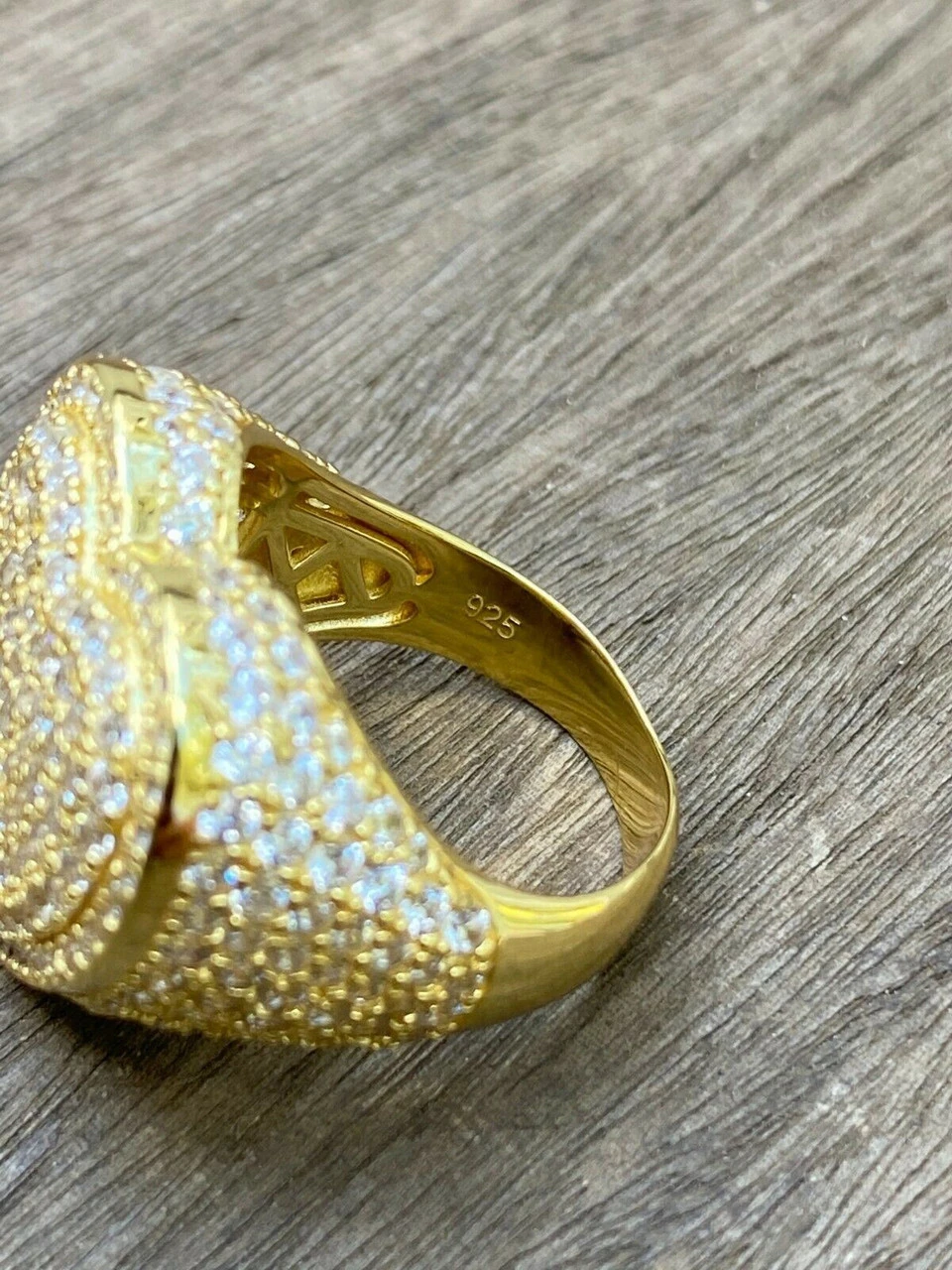 Solid 925 Sterling Silver 14k Gold Finish Hip Hop Large Heart Iced Diamond Ring 19 Solid 925 Sterling Silver 14k Gold Finish Hip Hop Large Heart Iced Diamond Ring - Image 17