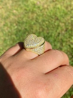 Solid 925 Sterling Silver 14k Gold Finish Hip Hop Large Heart Iced Diamond Ring 22 Solid 925 Sterling Silver 14k Gold Finish Hip Hop Large Heart Iced Diamond Ring -Harlem Bling Shop italiano silver inc solid 925 sterling silver 14k gold finish hip hop large heart iced diamond ring 62208.1664399787