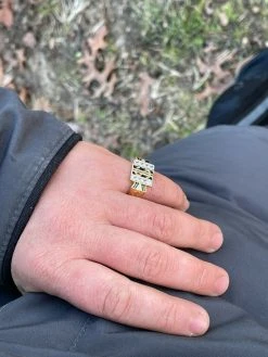 Solid 925 Sterling Silver & 14k Gold Dollar Sign $ Money Ring Iced Hip Hop Pinky -Harlem Bling Shop italiano silver inc solid 925 sterling silver and 14k gold dollar sign dollar money ring iced hip hop pinky 84436.1664371217