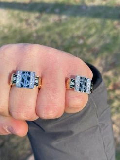 Solid 925 Sterling Silver & 14k Gold Dollar Sign $ Money Ring Iced Hip Hop Pinky -Harlem Bling Shop italiano silver inc solid 925 sterling silver and 14k gold dollar sign dollar money ring iced hip hop pinky 92052.1664380592