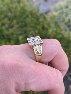 Solid 925 Sterling Silver & 14k Gold Dollar Sign $ Money Ring Iced Hip Hop Pinky -Harlem Bling Shop italiano silver inc solid 925 sterling silver and 14k gold dollar sign dollar money ring iced hip hop pinky 97960.1664387924