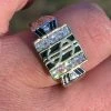 Solid 925 Sterling Silver Dollar Sign $ Diamond Bling Money Ring Iced Hip Hop