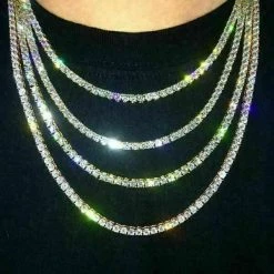 Tennis Chain Real Single Row ICED Necklace MOISSANITE PASSES DIAMOND TEST 3-7mm -Harlem Bling Shop italiano silver inc tennis chain real single row iced necklace moissanite passes diamond test 3 7mm 89760.1664391258
