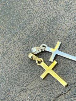 Tiny Ladies 0.5" Plain Cross Pendant Solid 925 Sterling Silver 14k Gold Necklace 13 Tiny Ladies 0.5" Plain Cross Pendant Solid 925 Sterling Silver 14k Gold Necklace -Harlem Bling Shop italiano silver inc tiny ladies 0.5 plain cross pendant solid 925 sterling silver 14k gold necklace 13419.1664379110