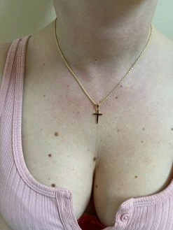 Tiny Ladies 0.5" Plain Cross Pendant Solid 925 Sterling Silver 14k Gold Necklace 15 Tiny Ladies 0.5" Plain Cross Pendant Solid 925 Sterling Silver 14k Gold Necklace -Harlem Bling Shop italiano silver inc tiny ladies 0.5 plain cross pendant solid 925 sterling silver 14k gold necklace 48989.1664399868