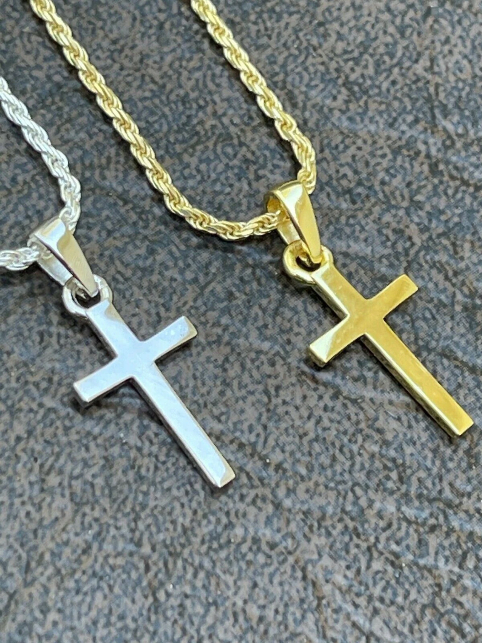 Tiny Ladies 0.5" Plain Cross Pendant Solid 925 Sterling Silver 14k Gold Necklace 3 Tiny Ladies 0.5" Plain Cross Pendant Solid 925 Sterling Silver 14k Gold Necklace