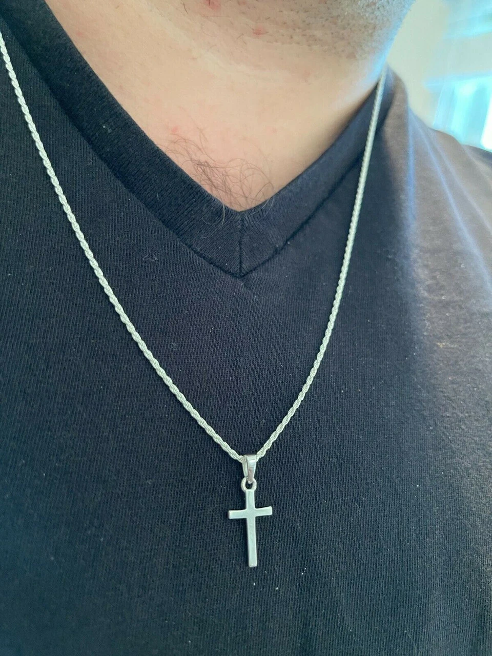 Tiny Ladies 0.5" Plain Cross Pendant Solid 925 Sterling Silver 14k Gold Necklace 10 Tiny Ladies 0.5" Plain Cross Pendant Solid 925 Sterling Silver 14k Gold Necklace - Image 8