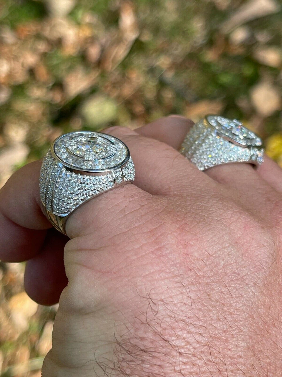 Large 925 Silver Iced Hip Hop 6ct Men's MOISSANITE RING Pass Diamond Test Pinky 8 Large 925 Silver Iced Hip Hop 6ct Men's MOISSANITE RING Pass Diamond Test Pinky - Image 6