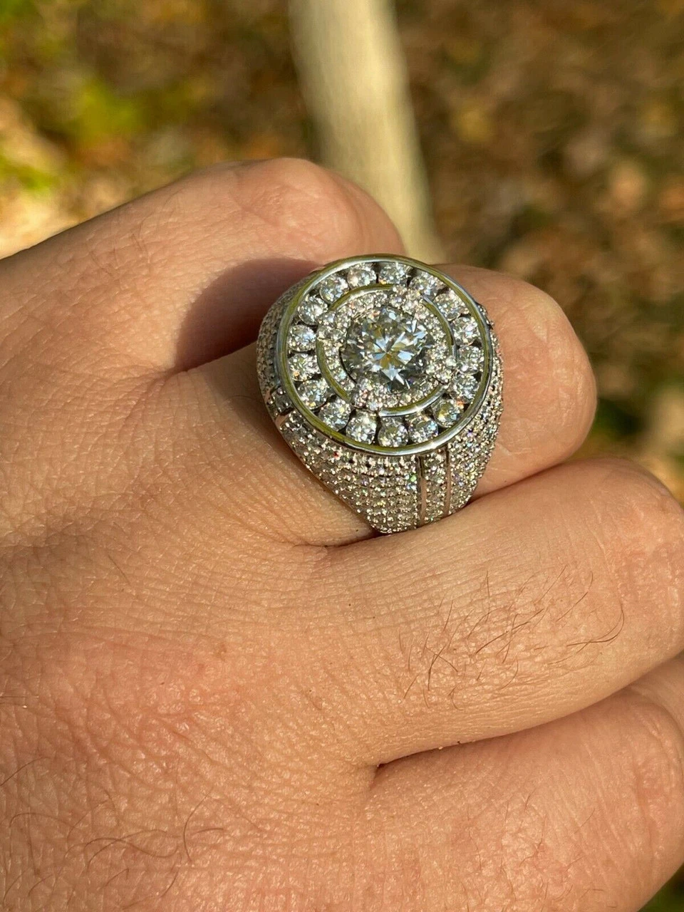 Large 925 Silver Iced Hip Hop 6ct Men's MOISSANITE RING Pass Diamond Test Pinky 4 Large 925 Silver Iced Hip Hop 6ct Men's MOISSANITE RING Pass Diamond Test Pinky - Image 2