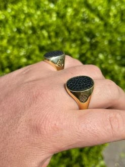 Large Mens Real 925 Sterling Silver & 14k Gold Iced Black Diamond Ring Size 7-13 -Harlem Bling Shop large mens real 925 sterling silver and 14k gold iced black diamond ring size 7 13 09790.1664395201