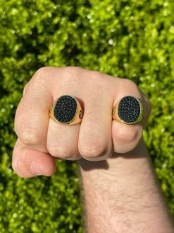 Large Mens Real 925 Sterling Silver & 14k Gold Iced Black Diamond Ring Size 7-13 -Harlem Bling Shop large mens real 925 sterling silver and 14k gold iced black diamond ring size 7 13 21319.1664392705