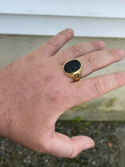 Large Mens Real 925 Sterling Silver & 14k Gold Iced Black Diamond Ring Size 7-13 -Harlem Bling Shop large mens real 925 sterling silver and 14k gold iced black diamond ring size 7 13 38598.1664389084